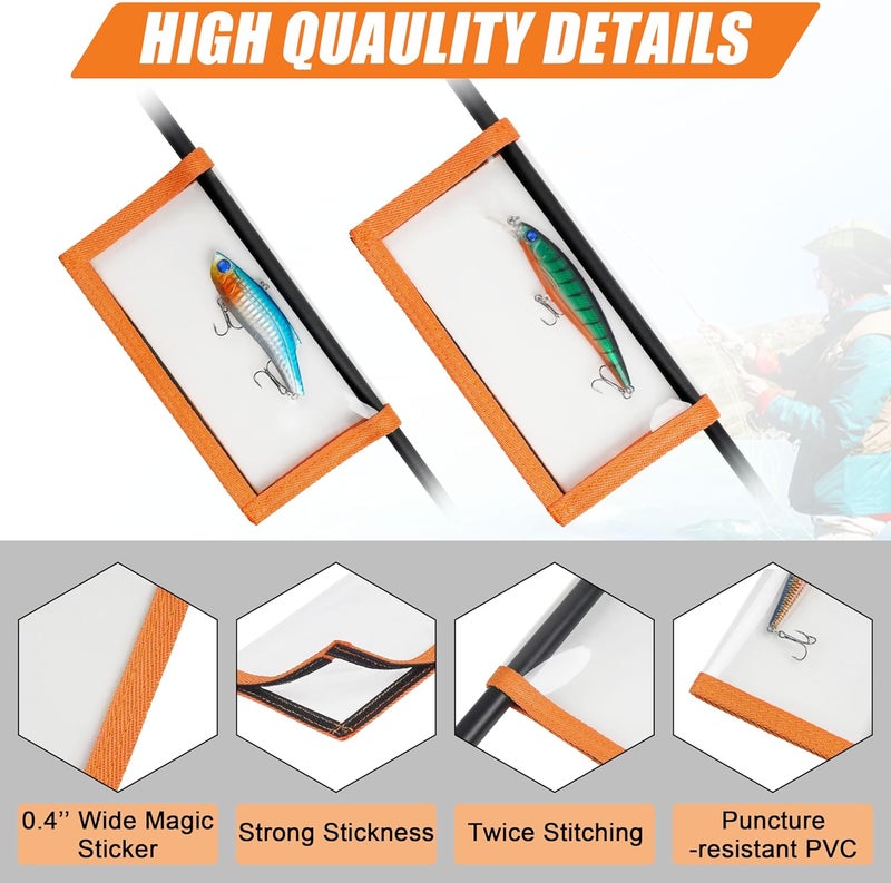 JOGFFDE Fishing Lure Wraps,4 Packs Lure Covers Durable Clear PVC Fishing Hook Covers Keeps Fishing Safe Easily See Lures Fishing Hook Bait Storage Covers Fishing Gear - Image 3
